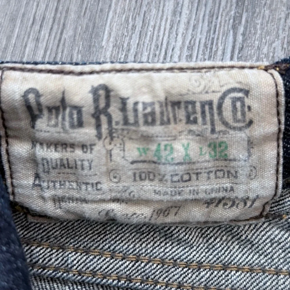 Polo Ralph Lauren Jeans Men 42x33 (tag32) Dark Wash Straight Leg Selvidge Denim - Picture 8 of 10